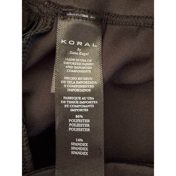 Koral Black High Rise Scuba Leggings Small Ring Strap Detail Athleisure Pants - Picture 12 of 14